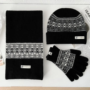 Ensemble Hiver Femme 3 Pièces Écharpe Bonnet Gants Laine Doux - bonnet hiver GoHappy