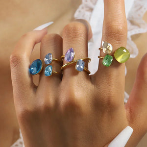 Muse bague femme cocktail zircon doré - bague cocktail GoHappy