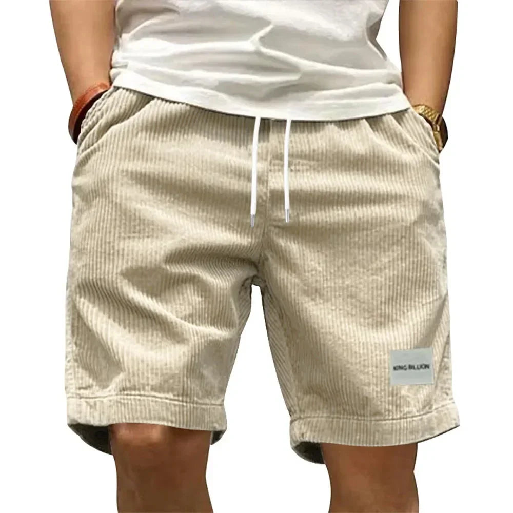 short homme beige velours côtelé taille élastique cordon confort été tendance GoHappy France