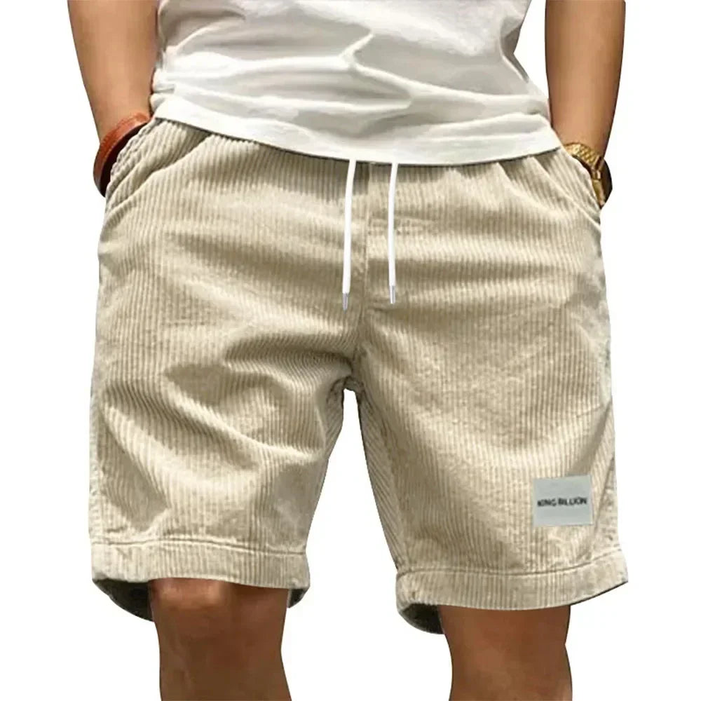 short homme beige velours côtelé taille élastique cordon confort été tendance GoHappy France