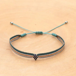 Bracelet Amitié Femme Coton Fin - Charm Cœur Strass Ajustable - bracelets femme cordon GoHappy