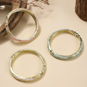 Capri Email bracelet jonc fleuri cloisonné doré - bracelet femme GoHappy