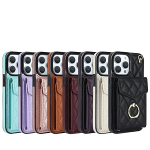 Coque Portefeuille Matelassée Bandoulière iPhone Apple 11 au 16 & plus - coque pour smartphone GoHappy