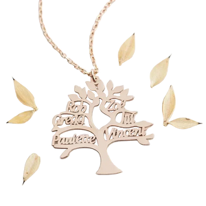 Collier Arbre de Vie Personnalisé Prénoms Gravés Famille Acier - collier personnalisé GoHappy