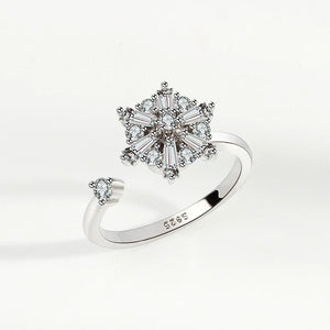 Bagues Spinner Rotatives Fleur Abeille en Cristal Argent Ajustables - bague femme GoHappy