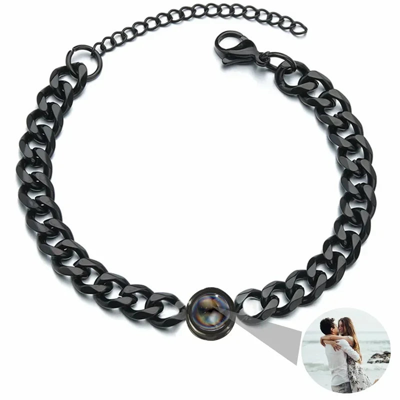 Bracelet Photo Gravé Projection Personnalisable - bracelets personnalisés GoHappy