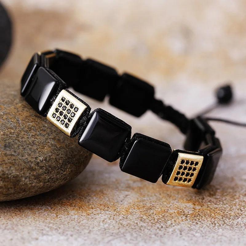 Bracelet Macramé Homme en Pierres Naturelles - Bijou Bracelet GoHappy