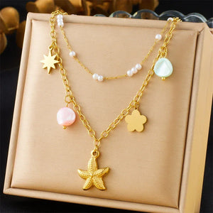 Colliers Costa Luz soleil coquillage perles dorées - colliers GoHappy