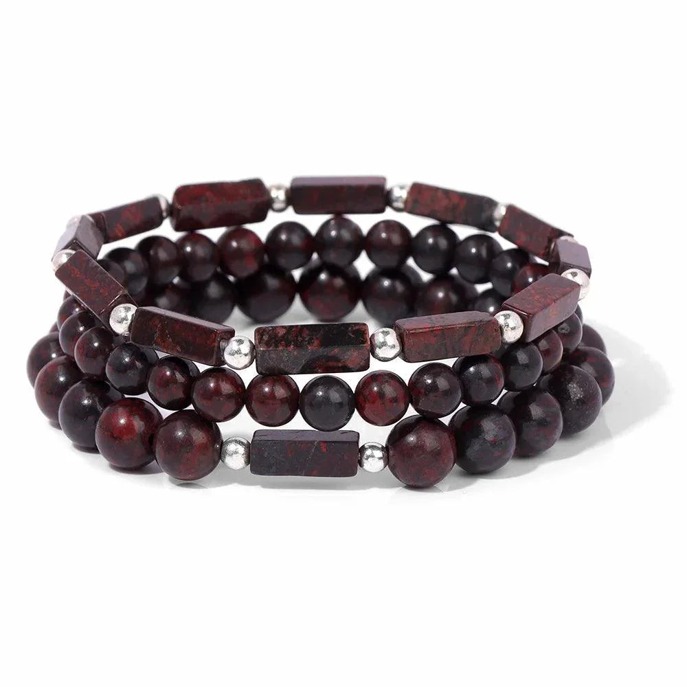 Bracelet multicouche en pierres naturelles pour hommes – Onyx, lave & hématite - Bijou Bracelet GoHappy