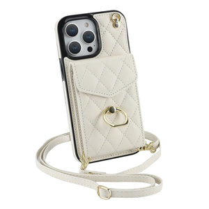 Coque Portefeuille Matelassée Bandoulière iPhone Apple 11 au 16 & plus - coque pour smartphone GoHappy