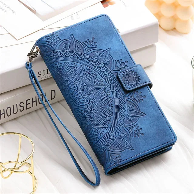 Protection Smartphone Samsung Galaxy Mandala Cuir Gaufré Porte-Cartes - Coques pour téléphones portables GoHappy