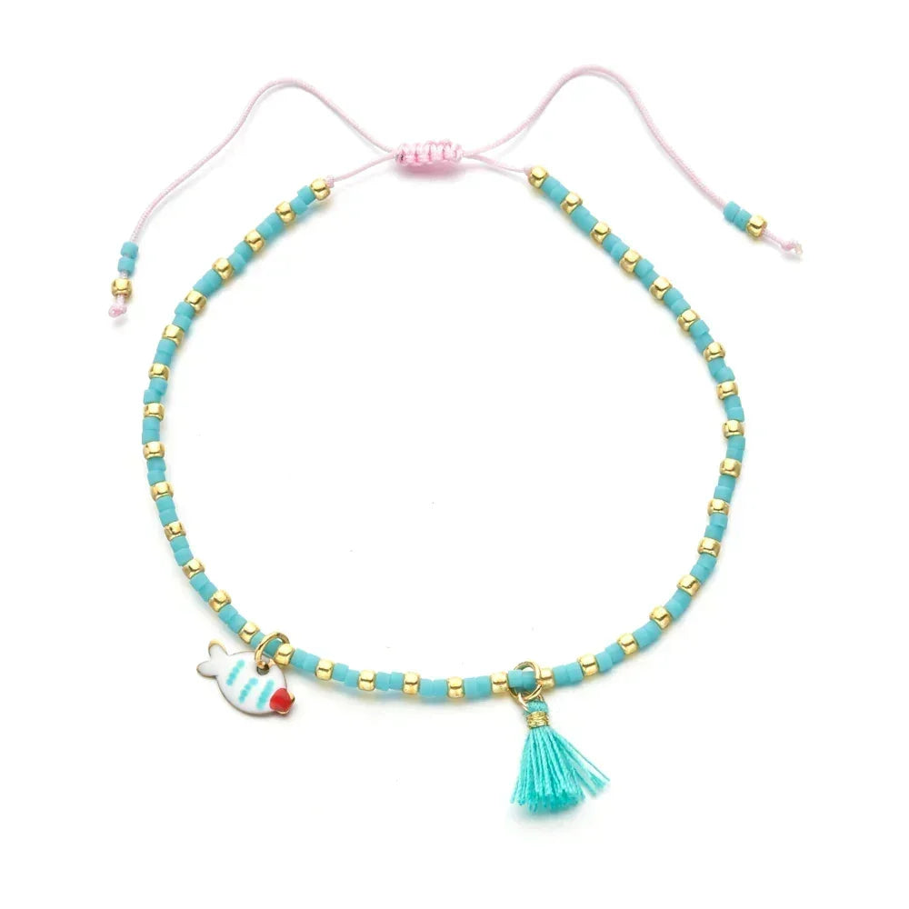 Bracelet femme boho perles Miyuki pompon coloré - bracelet perles GoHappy