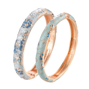 Jaipur Email bracelet jonc floral plaqué or rose - bracelet femme GoHappy