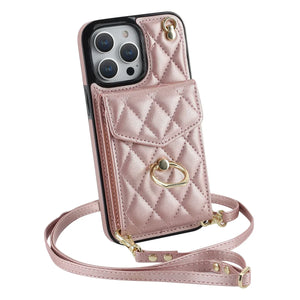 Coque Portefeuille Matelassée Bandoulière iPhone Apple 11 au 16 & plus - coque pour smartphone GoHappy