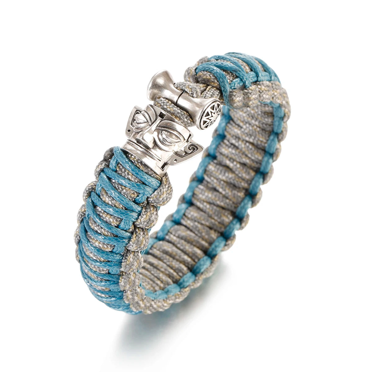 Bracelet Homme Viking Nordique Tressé Main Crâne Punk Antique - GoHappy France