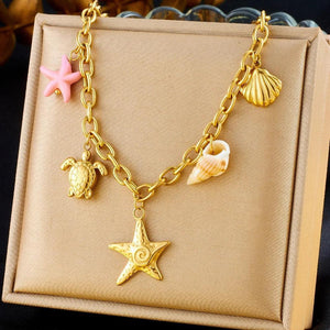 Colliers Costa Luz soleil coquillage perles dorées - colliers GoHappy