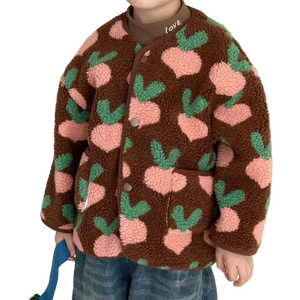 Manteau Enfant Laine Agneau Motifs Fleurs Épais Doublé Velours Hiver - manteau enfant GoHappy