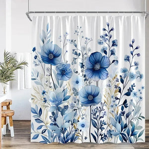Rideau Douche Moderne Floral Polyester 11 Tailles + Crochets - rideau de douche GoHappy