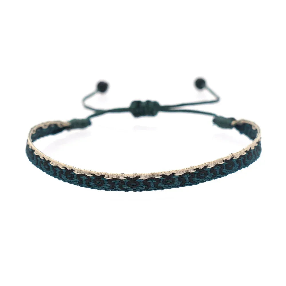 Bracelet Tissé Main Colombie Motifs Ethniques Bohème Amitié - bracelets tissés GoHappy