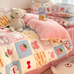 Housse Couette Velours Enfant Motifs Cartoon Douce Chaude 150-220cm - housse couette GoHappy