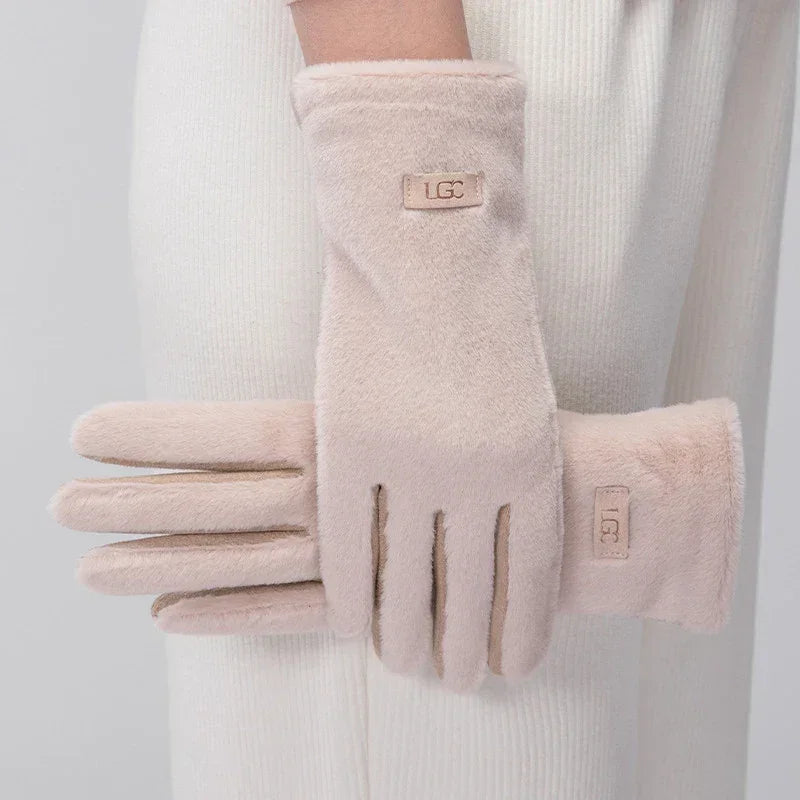 Gants Femme Daim Imitation Vison Tactiles Doux Chauds Élégants - gants GoHappy