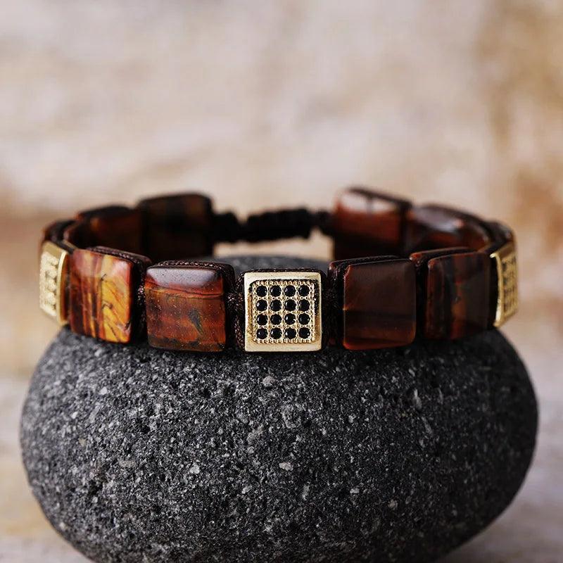 Bracelet Macramé Homme en Pierres Naturelles - Bijou Bracelet GoHappy