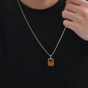 Collier Acier Pierre Naturelle Pendentif Tendance - collier homme GoHappy