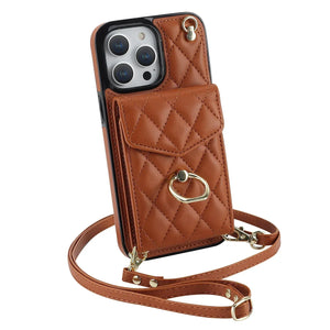 Coque Portefeuille Matelassée Bandoulière iPhone Apple 11 au 16 & plus - coque pour smartphone GoHappy