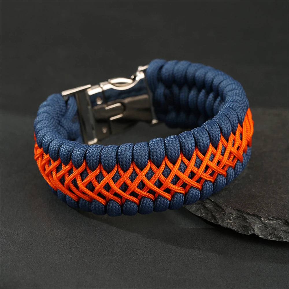 Bracelet Homme Paracorde Tressé Main Survie Nature Magnétique