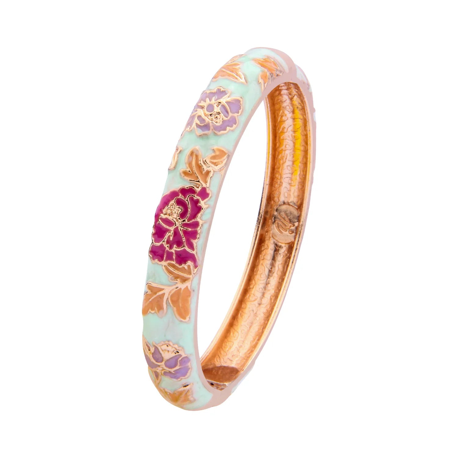 Jaipur Email bracelet jonc floral plaqué or rose