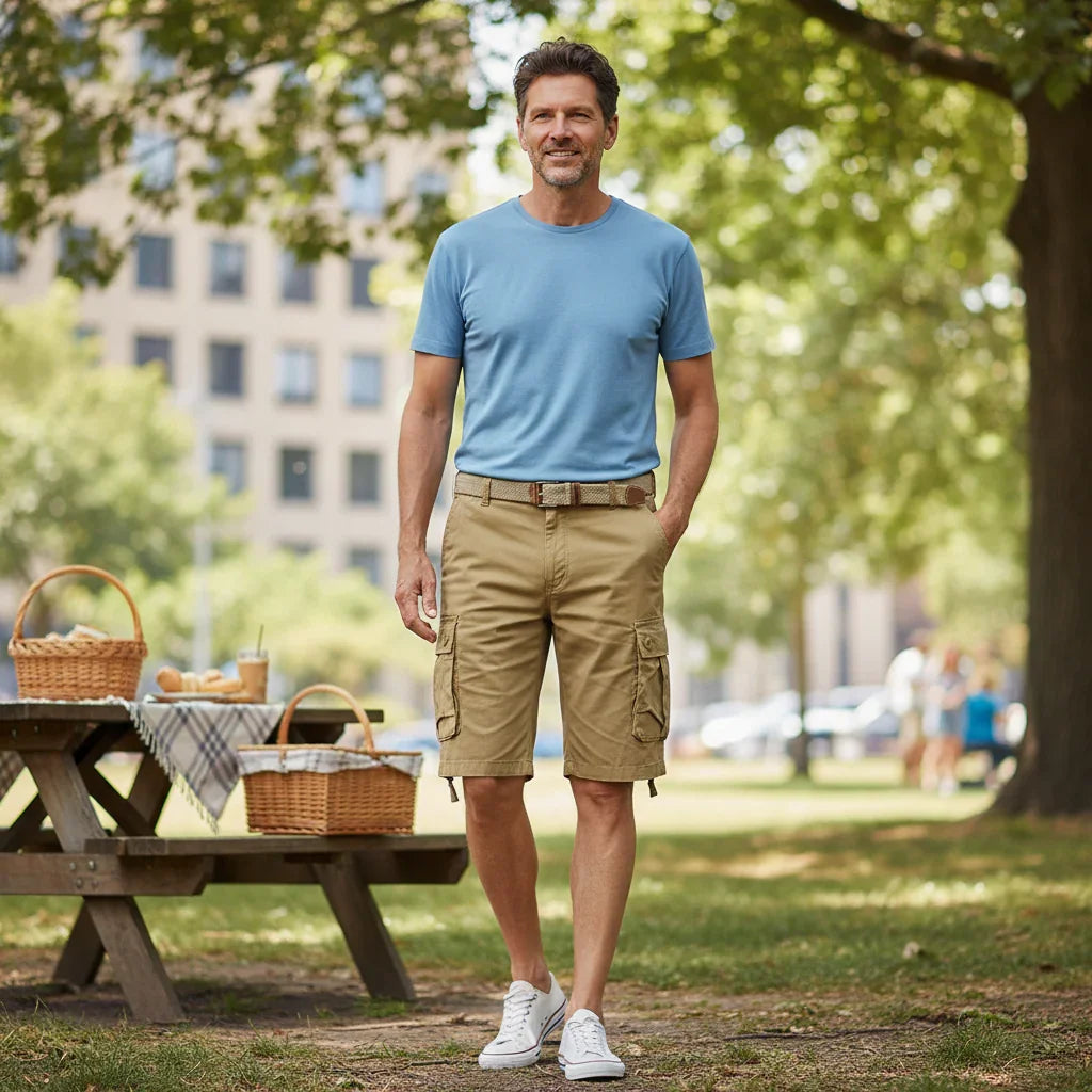 Short cargo homme été coton multipoches plage casual urbain - short homme GoHappy