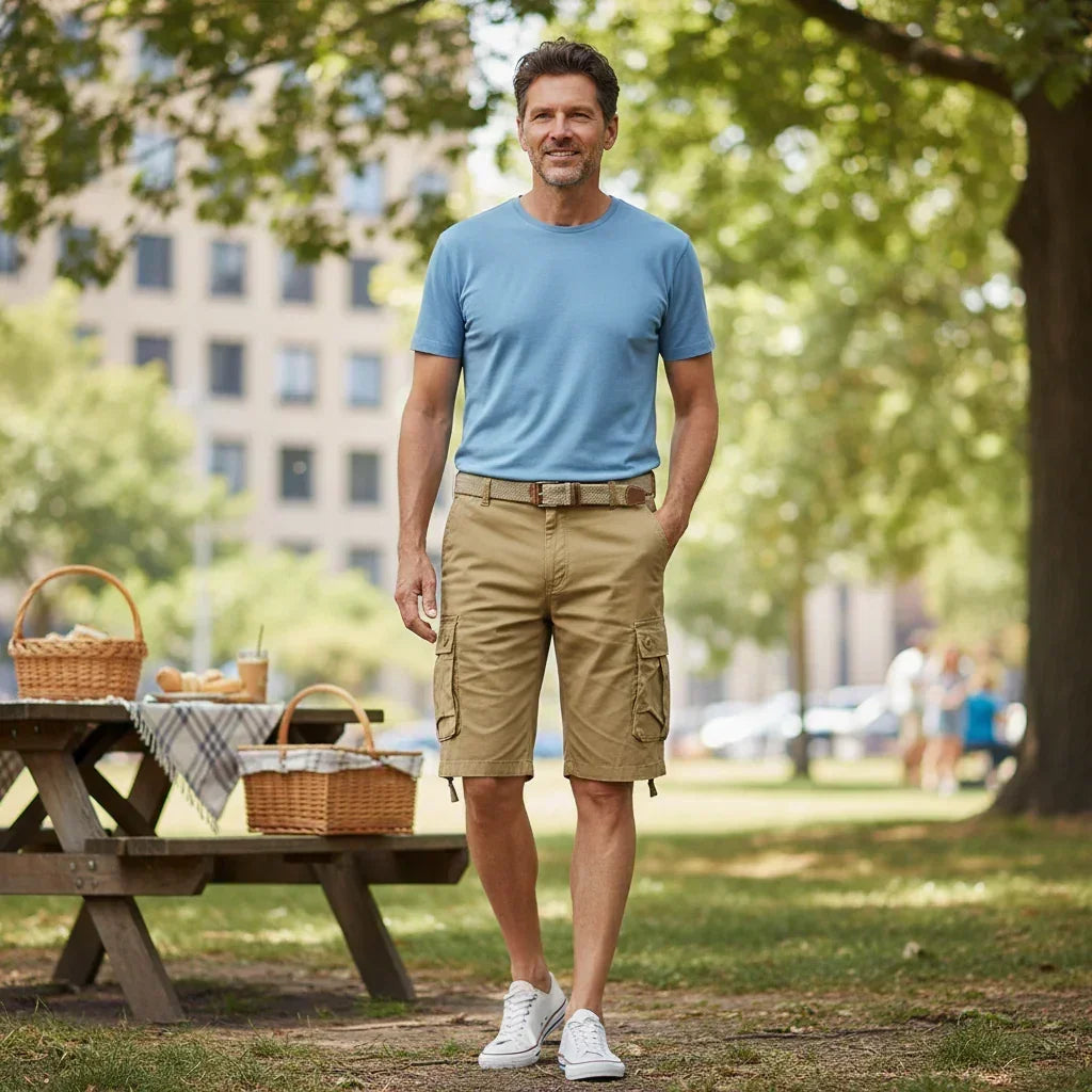 Short cargo homme été coton multipoches plage casual urbain - short homme GoHappy