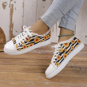 Chaussures basses femme style vintage tournesols - chaussures tissu femmes GoHappy