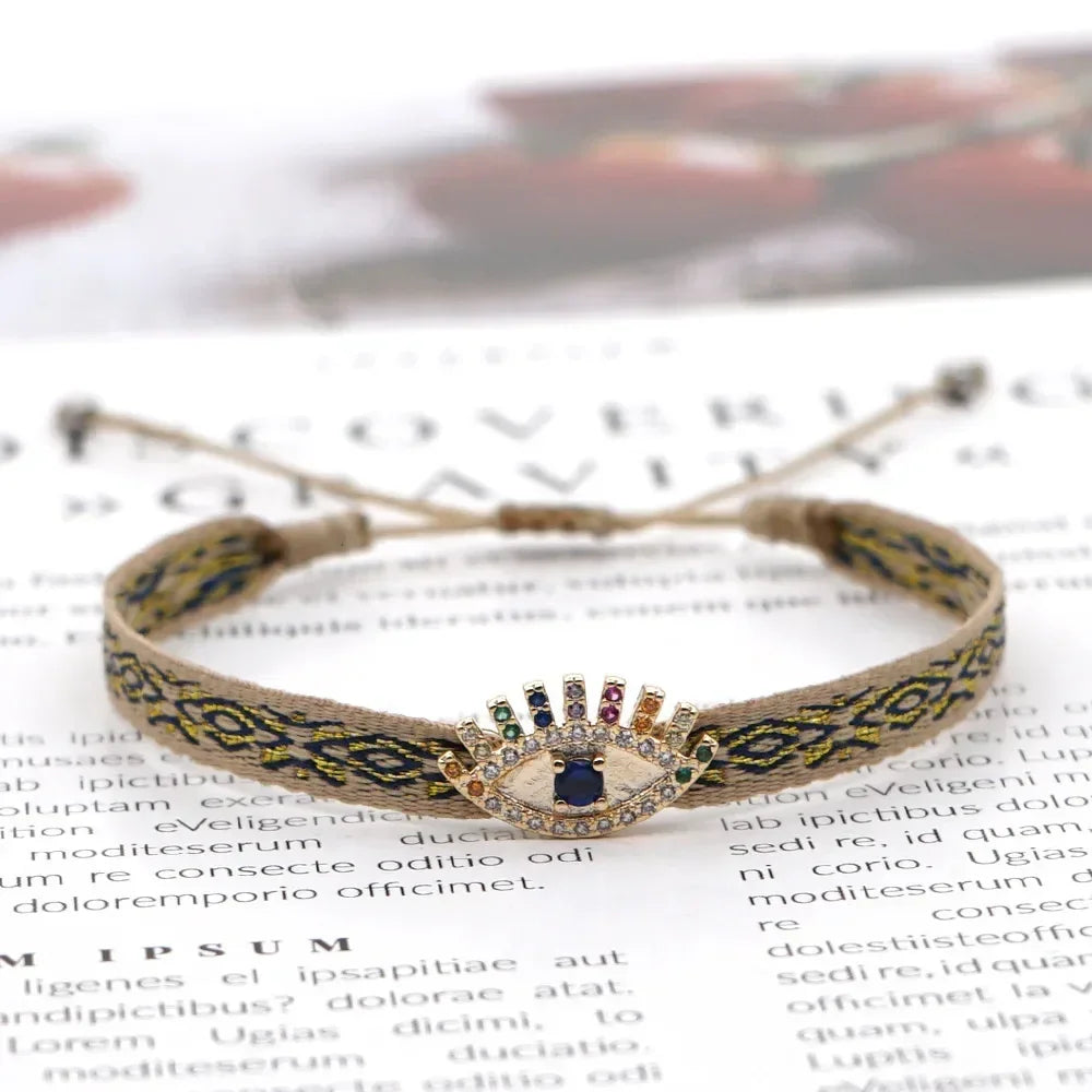 Bracelet Amitié Femme Coton Fin - Charm Cœur Strass Ajustable - bracelets femme cordon GoHappy