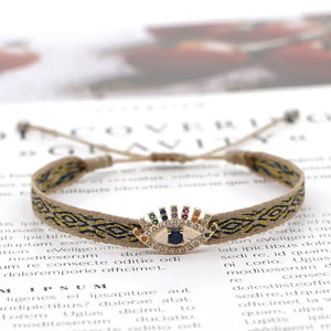 Bracelet Amitié Femme Coton Fin - Charm Cœur Strass Ajustable - bracelets femme cordon GoHappy