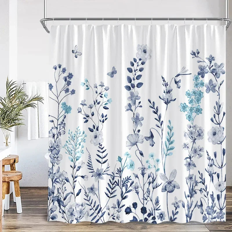 Rideau Douche Moderne Floral Polyester 11 Tailles + Crochets - rideau de douche GoHappy