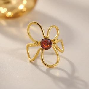 Bague Dorée Irrégulière — Plaqué Or 18K & Cristal Zircon - bague femme GoHappy
