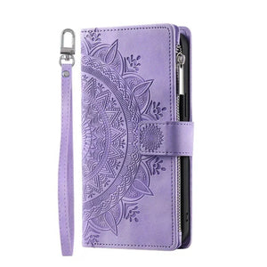 Protection iPhone Mandala Zip Portefeuille Cuir Gaufré Porte-Cartes - Coques pour téléphones portables GoHappy