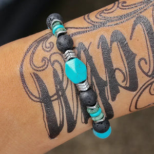 bracelet homme perles turquoise pierre naturelle lave bijou tendance GoHappy France