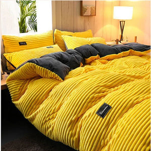 Parure Lit Velours 3 Pièces Housse Couette Taies Hiver - Housse de couette GoHappy