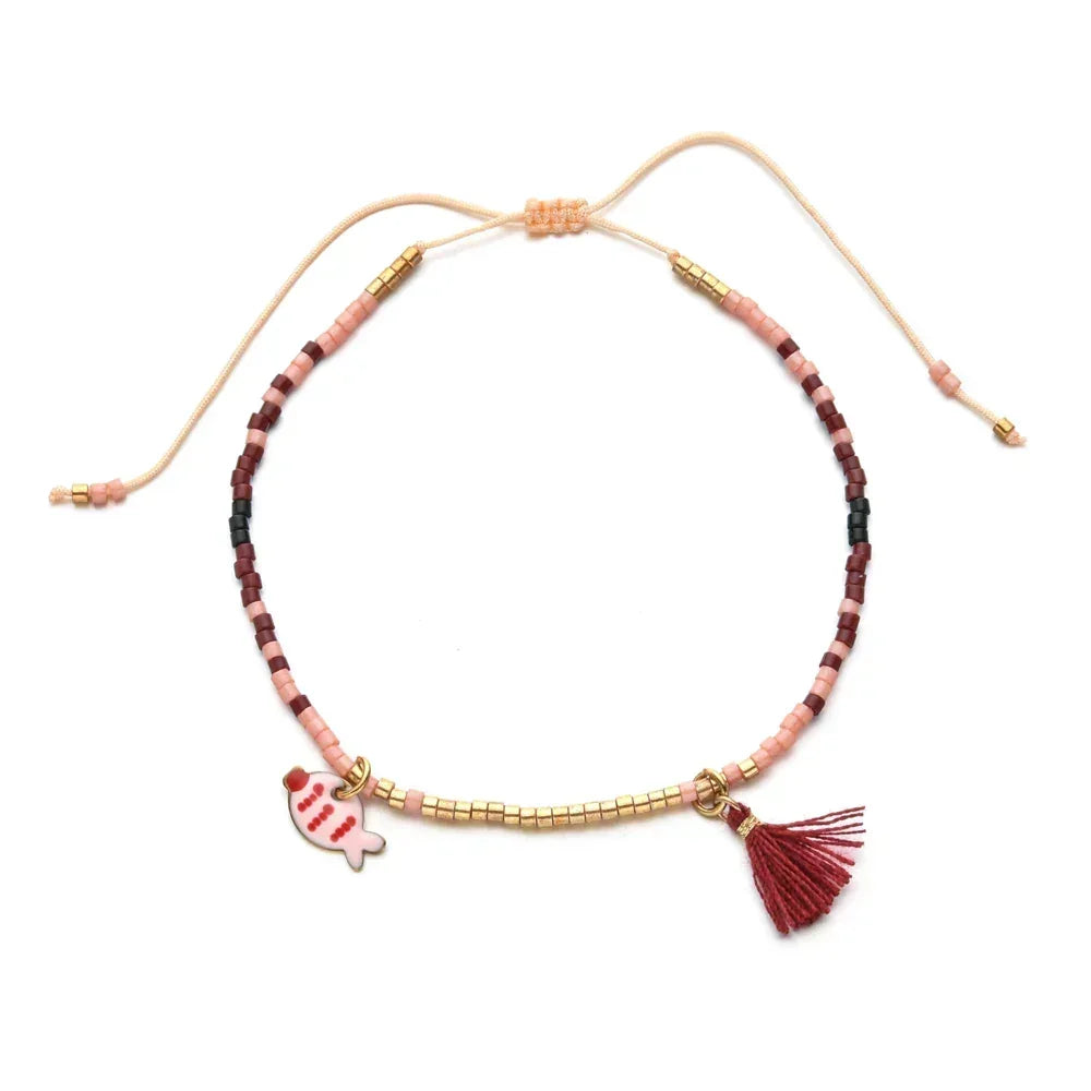 Bracelet femme boho perles Miyuki pompon coloré - bracelet perles GoHappy