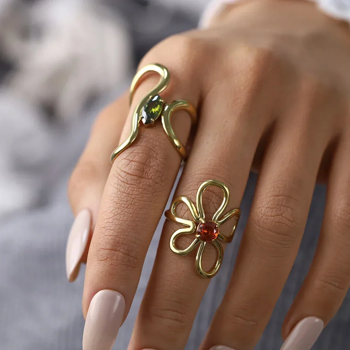 Bague Dorée Irrégulière — Plaqué Or 18K & Cristal Zircon - bague femme GoHappy