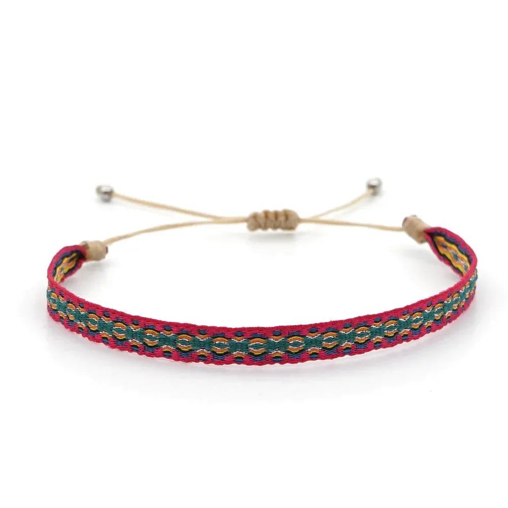 Bracelet Tissé Main Colombie Motifs Ethniques Bohème Amitié - bracelets tissés GoHappy