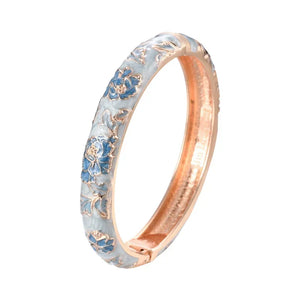 Jaipur Email bracelet jonc floral plaqué or rose - bracelet femme GoHappy