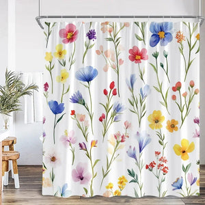 Rideau Douche Moderne Floral Polyester 11 Tailles + Crochets - rideau de douche GoHappy