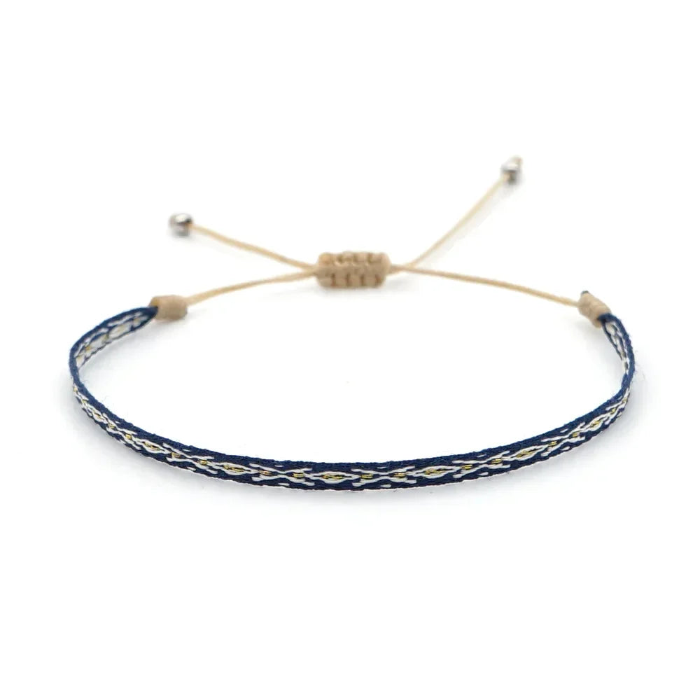Bracelet Tissé Main Colombie Motifs Ethniques Bohème Amitié - bracelets tissés GoHappy