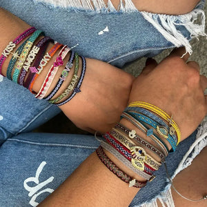 Bracelet Amitié Femme Coton Fin - Charm Cœur Strass Ajustable - bracelets femme cordon GoHappy