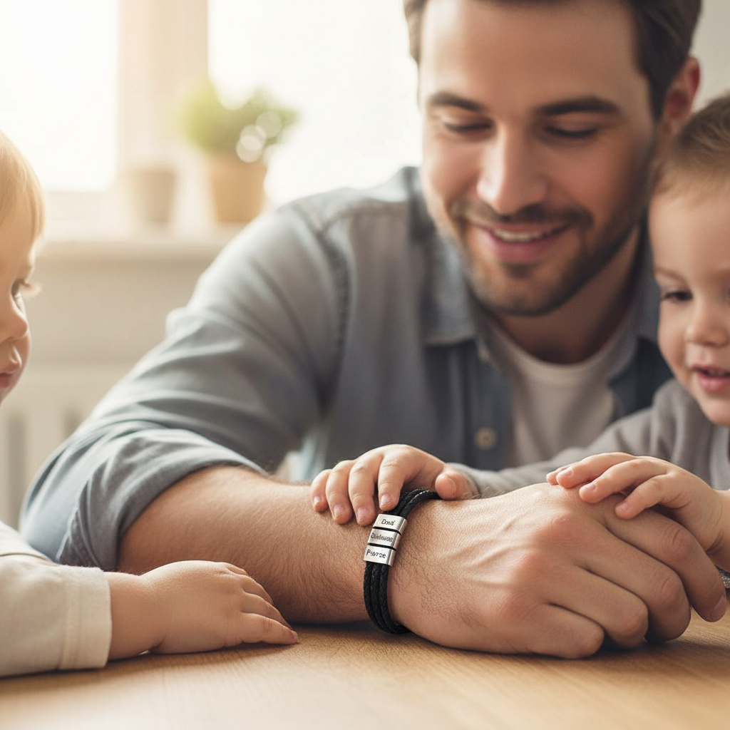 Bracelet Prénoms Famille Atelier cuir-acier