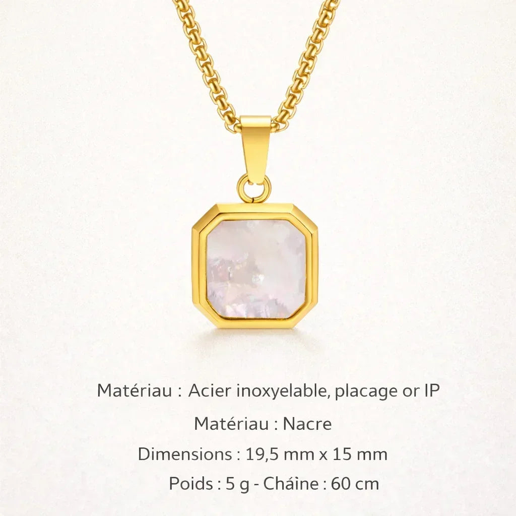 Collier Acier Pierre Naturelle Pendentif Tendance - collier homme GoHappy