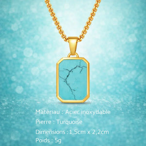Collier Acier Pierre Naturelle Pendentif Tendance - collier homme GoHappy